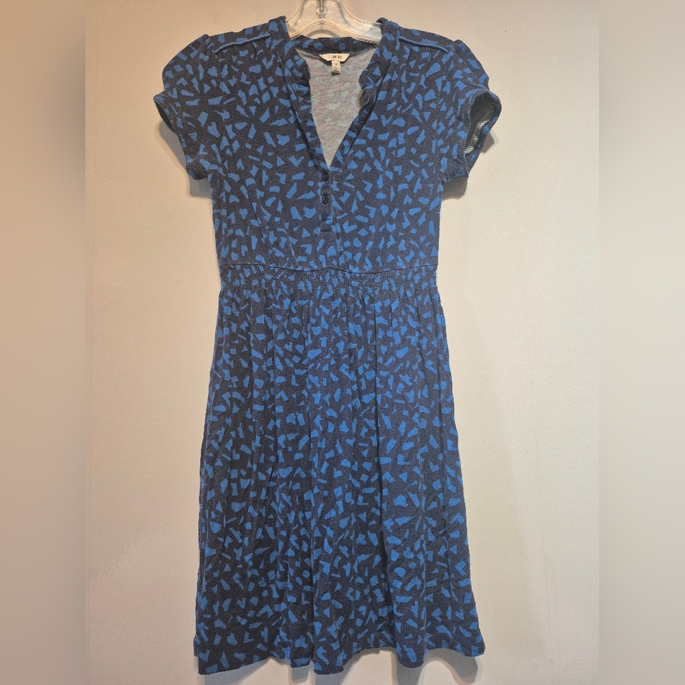 Hollister Navy Dress with Bright Blue Abstract Pattern